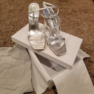 Manolo Blahnik Silver Heels with Straps